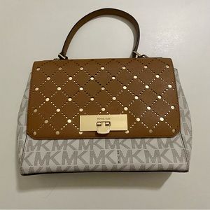 Violet Callie Medium Top Handle White Leather Satchel